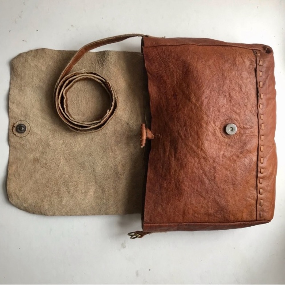 Handcrafted Bag Crossbody Brown Leather Medium Size